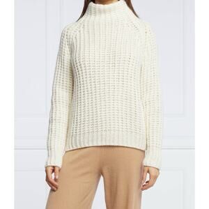 Marc Cain Wool Alpaca Chunky Mockneck White Sweater Medium
